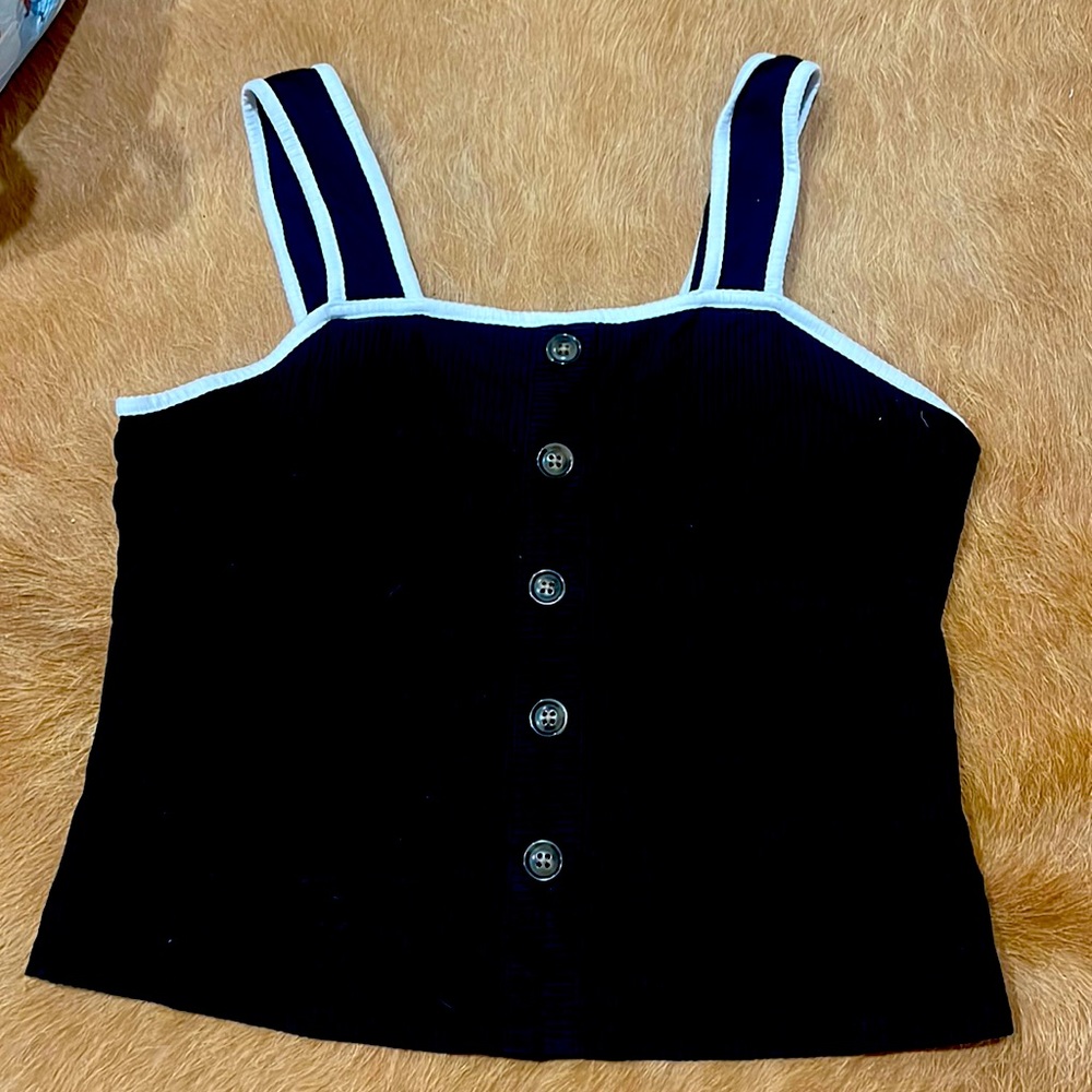 Faux button front blouse M